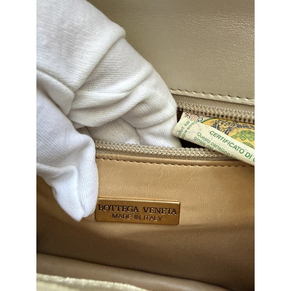 Bottega Veneta Rare‎ Vintage Intrecciato Top Handle Kelly Handbag Off White - Picture 12 of 16